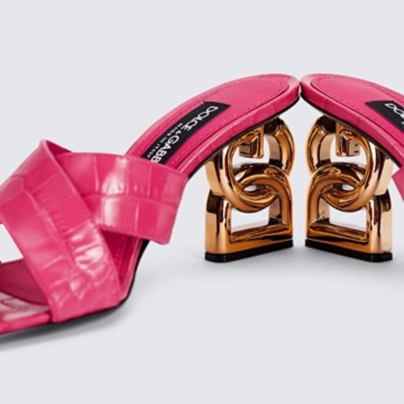 Dolce Gabbana DG logo sculped heel sandals mules size 39 - Picture 3 of 16